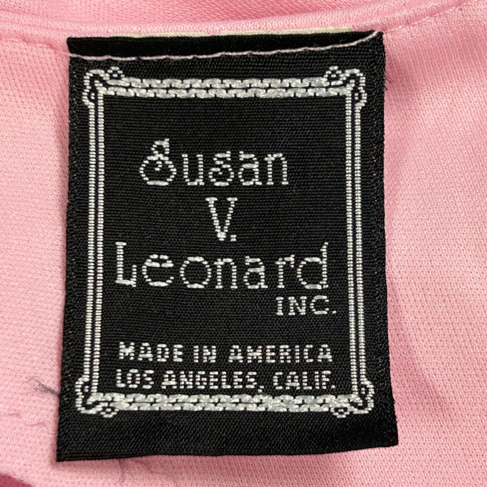 Vintage Susan Leonard 80s Midi Dress Diagonal Colorblock Puff Sleeve 9 (L) USA - Picture 5 of 10